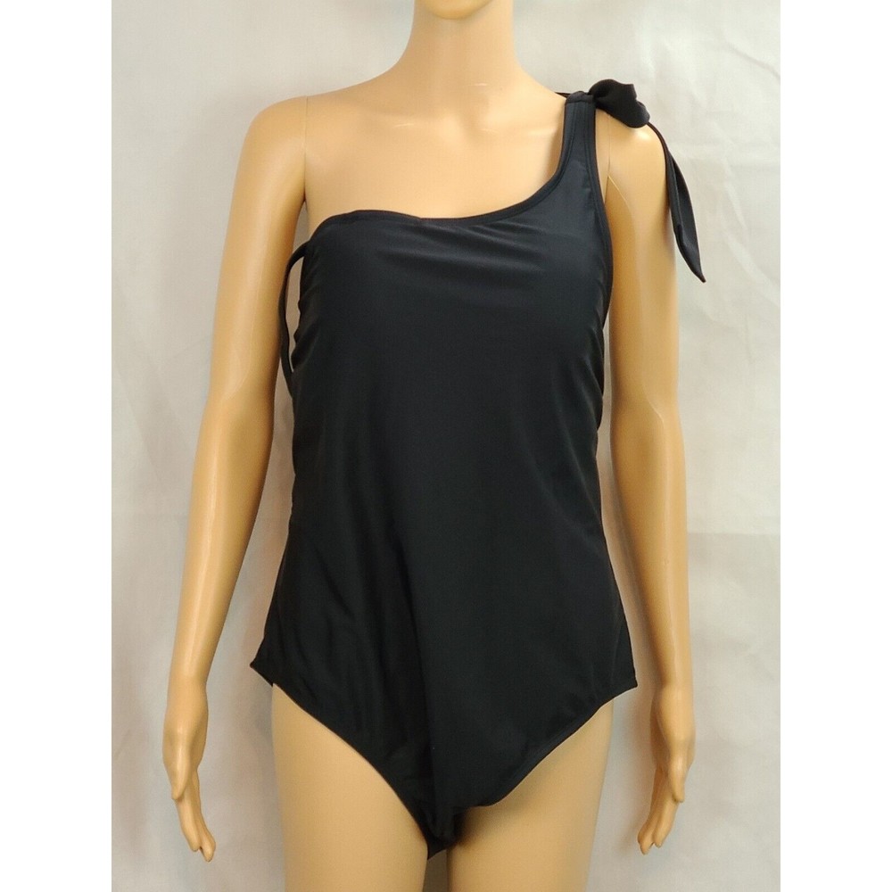 New Kona Sol Women's (18W) Black One Shoulder Built-In Bra Swimwear